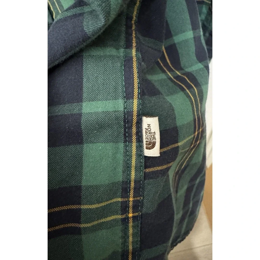 THE NORTH FACE Men's Green Plaid Long Sleeve Button Down Shirt XL XLarge Tall
